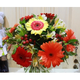 bouquet of 7 bright gerberas